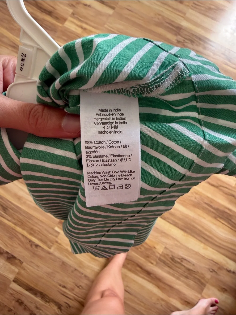J. Crew Crewcuts Green and White Striped Sleeveless Shirt Dress with Waist Tie